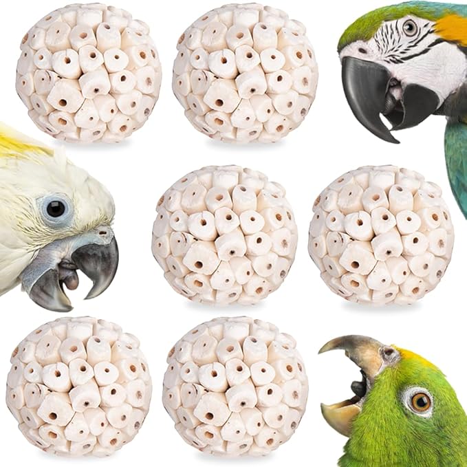 6 Pack Bird Toy Sola Balls, Natural Parrot Soft Chew Shredding & Foraging Toy, Bird Foot Balls for Cockatiel Conure Quaker Budgie Parakeet Bunny Guinea Pig Chinchilla Rabbit