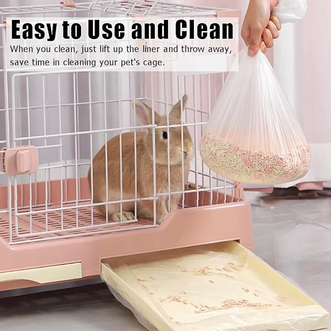 Disposable Rabbit Cage Liner Bag with Elastic,Portable Large Size Pet Litter Box Tidy Bags,Small Animal Universal Toilet Film for Bird Hamster Cat Hedgehog,50 Pieces