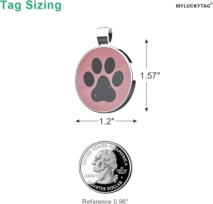 MYLUCKYTAG QR Code Pet ID | Personalized Dog & Cat Collar Tag | Online Profile with Instant Scanned Location Alert Email