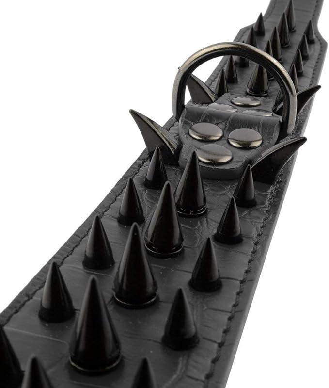 Serijoars Spiked Studded Dog Collar, PU Leather Dog Collar, Adjustable Pet Collars for Medium or Large Breed Pet (L, Black3)