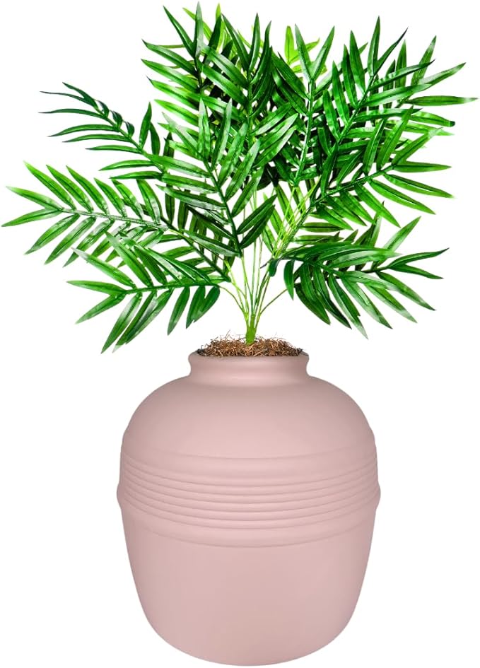 Good Pet Stuff Hidden Litter Box Planter, Decorative Cat Litter Enclosure with Carbon Filter, Artificial Plant, Easy Clean, Indoor Design, Original Round Style, Base Kit, Pink Coral