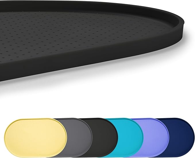100% Waterproof 0.5" Raised Edge BPA Free Silicone Dog Food Mat, Pet Cat Feeding Mats Contain Spills Protects Floors, Placemats for Cats and Dogs Water Bowl Dishwasher. (Large/XL, Black)