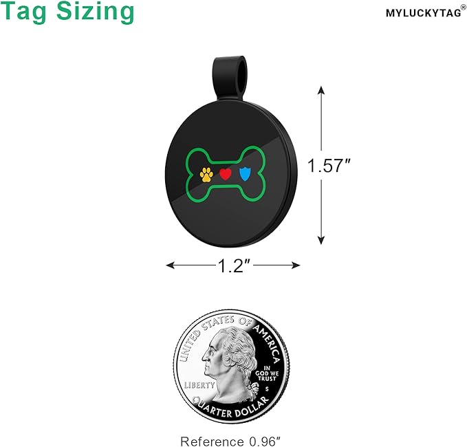 MYLUCKYTAG QR Code Pet ID | Personalized Dog & Cat Collar Tag | Online Profile with Instant Scanned Location Alert Email