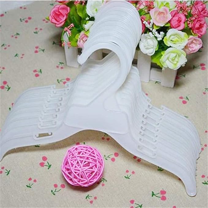 Pet Clothing Hanger, 10PCS Plastic Anti-Skid Dog Puppy Cat Clothes Clothing Rack for Small Animals (White, L)