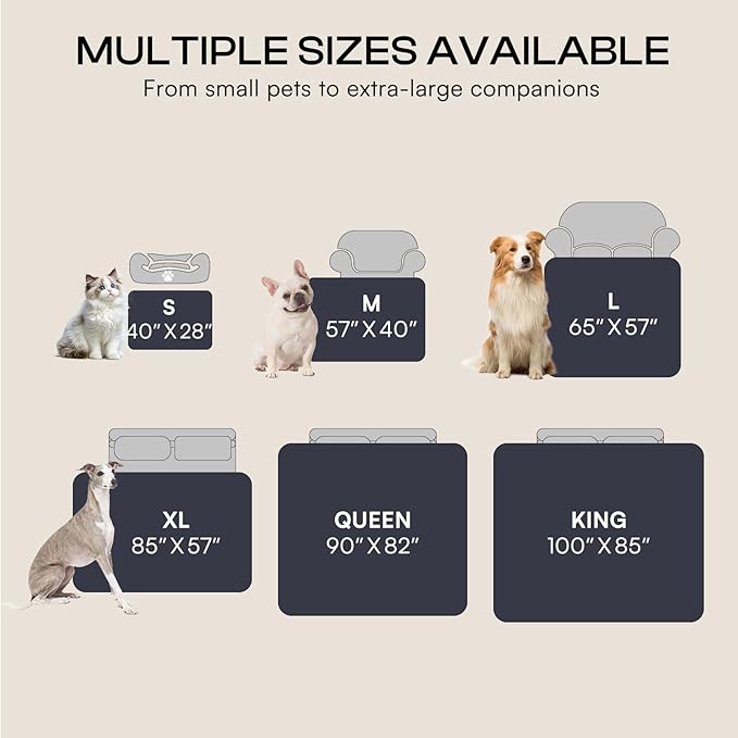 Luciphia Waterproof Pet Blanket, Liquid Pee Proof Dog Blankets for Sofa Bed Couch, Reversible Sherpa Fleece Furniture Protector Cover for Small Medium Large Dogs Cats,Dark Grey Large（65" x 57"）