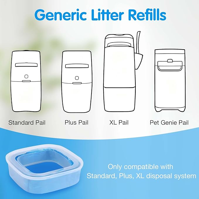 Cat Litter Refills Bags 4 Pack Enhanced Odor Control Litter Refills Compatible with Genie Cat Standard, Plus and XL Pails