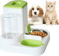 2 in 1 Automatic Cat Feeder & Water Dispenser,Gravity Pet Feeder Stainless Steel Food Water Bowl All-in-One Large Capacity Self Feeding for Cats Dogs Small Medium Pets(Green)