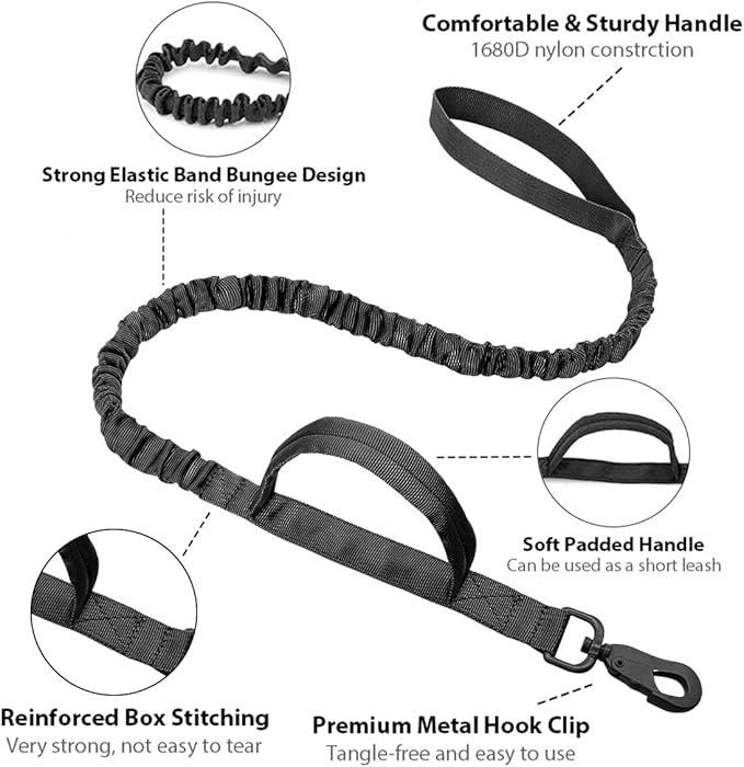 Tactical Dog Collar Military Adjustable Dog Collars Soft Nylon Training Collar with Patch Heavy Duty Metal Buckle Collars for Medium Large Dogs (Black-1, M)