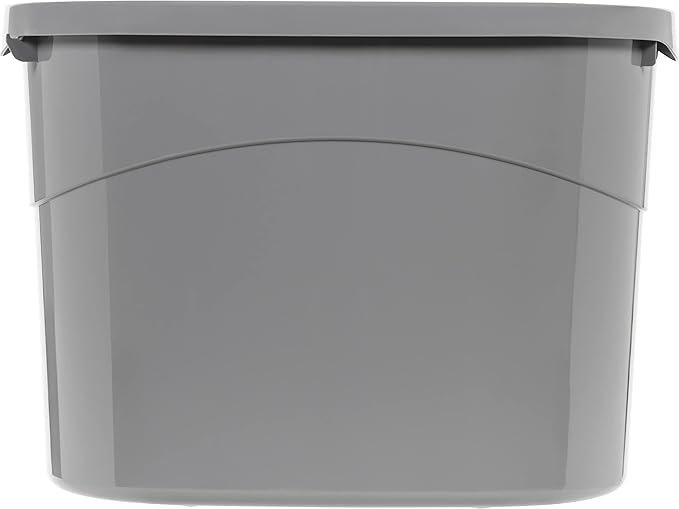 Amazon Basics Large Cat Litter Box with High Sides, Top Entry, Odor Control, Includes Scoop, 20.5 x 14.75 x 14.38 inches, Grey