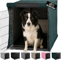 GORILLA GRIP Dog Crate Covers Compatible with Amazon Basics Dog Crates, All Sides Open, Privacy Cover Fits 36" Wire Kennel, Breathable Mesh Windows, Light Reducing Training Cage Topper, Hunter Green