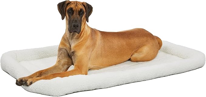 MidWest Homes for Pets QuietTime Giant Dog Bed – White Fleece Bolster, Ultra-Soft and Machine Washable, Fits 54-Inch Crates and Carriers, for XXL Breed Dogs
