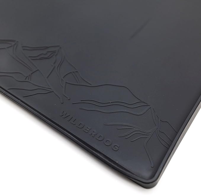 Wilderdog Silicone Pet Placemat Made with 100% Food-Grade Silicone Cone, BPA, PVC, and Phthalate-Free. Non-tocix, Dishwasher Safe Feeding mat for Bowls with Spill Catcher and Raised Mountain Logo