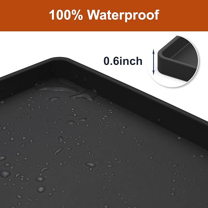 Extra Thick Silicone Mat Waterproof with Raised Edge 34" x 22", Under Sink Mat for Kitchen & Bathroom, Kitchen Cabinet Liner, Multi-Purpose for Storage & Protection, Black