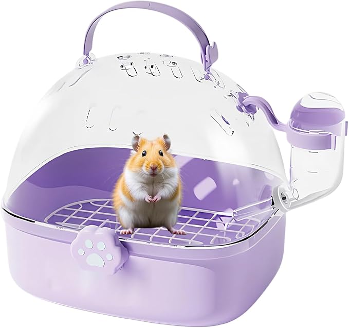 Bird Travel Carrier - Portable Hamster Cage with Water Bottle | Breathable Pet Bird Carrying Accessory for Cockatiels Chinchillas Lovebirds Budgies Conures Parakeet Hedgehog Sparrow