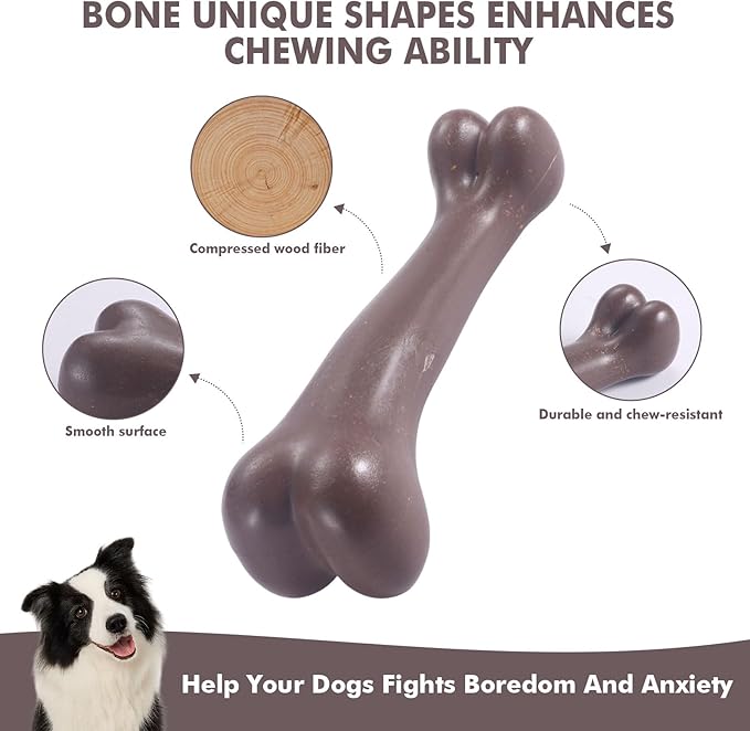 2 Pack Durable Dog Chew Toys for Aggressive Chewers-Puppy Teething Toys, Long-Lasting Dog Bones for Medium & Large Breeds-Indestructible Chew Toys for Dogs to Keep Them Busy & Support Dental Health
