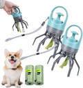 Quick Scoop Poop Scooper, Portable Dog Pooper Scooper, Easy Claw Pick up Tool for Dogs, Leak-Proof Waste Bag Holder for Outdoor Walks (Blue+Blue)