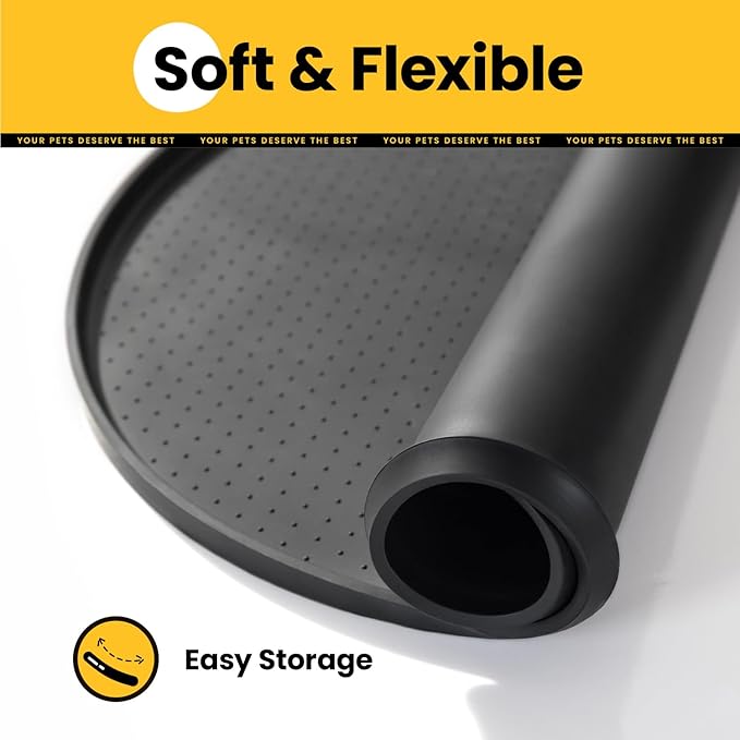 Dog Food Mat,1/2 Inch Raised Edges Cat Dog Feeding Mat for Spill Containment,BPA-Free Silicone Pet Food Mats for Floor Waterproof,Rubber Pet Placemats for Food and Water Bowls