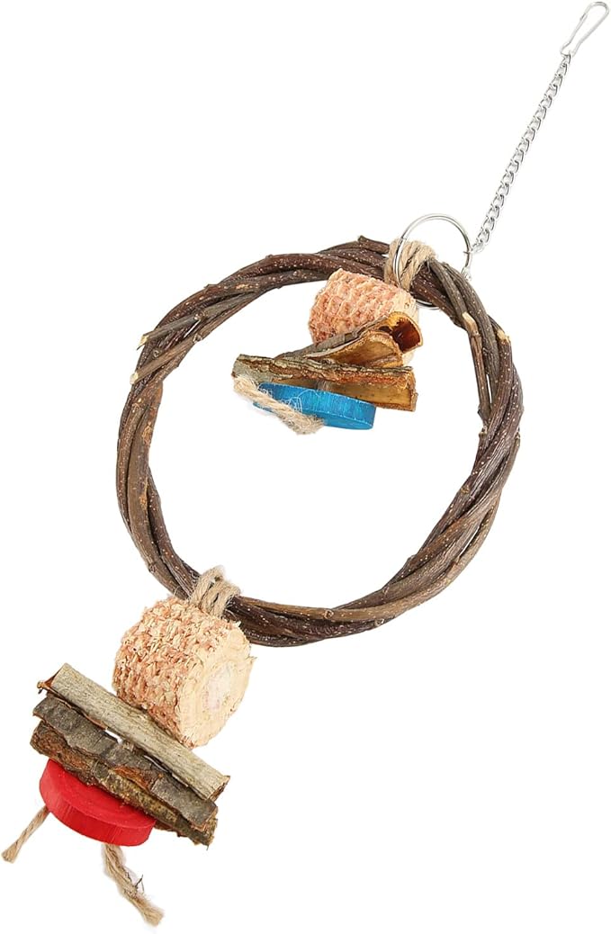Bird Swing, Wood, Corn Cob, Non, Edible Coloring, Beak Sharpening, Anxiety Relief, Parrot Chew Toy for Boredom and Climbing (11.5x26.5x3.5cm/4.5x10.4x1.4in)