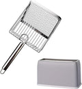 Cat Litter Scoop, Metal Scooper, Deep Shovel, Ergonomic Handle, Kitten Poop Sifting, Durable, Heavy Duty Speed Sifter, for Litter Box （Silvery-Gray）