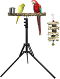 kathson 28-60inches Height Adjustable Bird Perch, Pepperwood Parrot Perch Stand with Feeding Cup, Multi-Purpose Bird Perches for Indoor and Outdoor Use, Designed for Small Medium Birds (3 PCS)