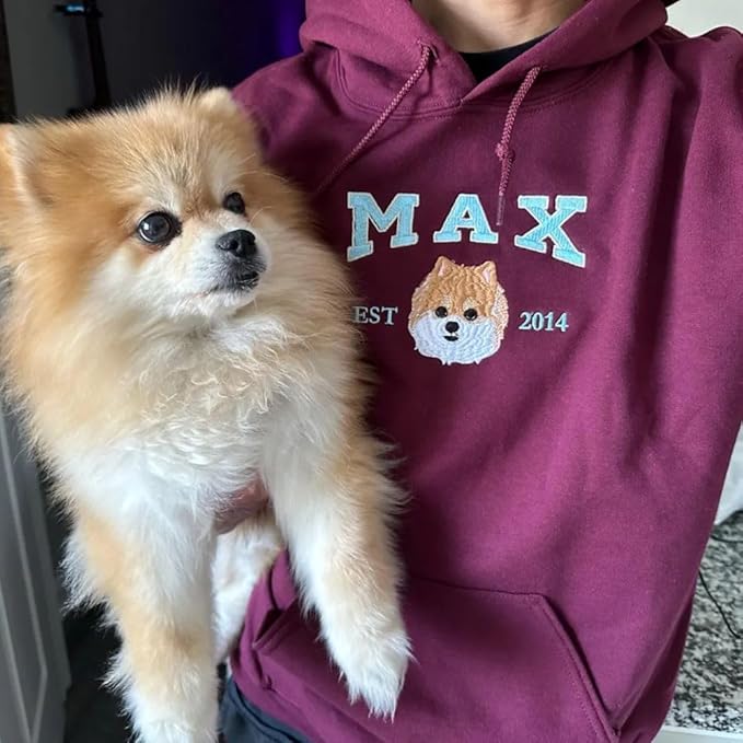 COUPLEHOODIES Custom Dog Portrait Sweatshirt from Photo – Personalized Pet Memorial Gift for Dog Moms, Cat Lovers or Pet Loss