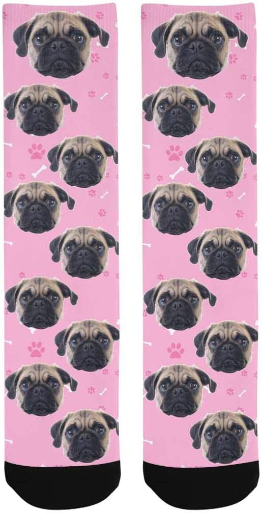 Custom Face Socks, Personalized Dog Lover Pet Photo Picture on Socks Unisex Athletic Crew Socks for Men Women