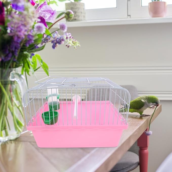 Portable Bird Travel Cage for Small Birds Parrots Lovebirds with Perch Food Box Water Dispenser 9.29X6.57X9.29 Inches
