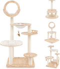Nightcore 57” Tall Solid Wood Cat Tree for Indoor Cats, Building Block Kitten Tower w/Perch, Scratching Posts, Washable Cushions, 4 Install Options, Multi-Level Cat Activity Center Climbing Furniture