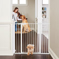MYPET North States Extra Tall & Wide Walk Thru EasyPass Pet Gate with Patented Adjustable pet Door: 29.75” - 52” Wide Dog Gate. Pressure Mount, No Tools Needed. Dog Gates for House, 41" Tall, White