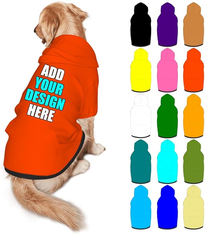 Customized Dog Hoodie with Name Logo Personalized Text Soft & Warm for Puppy Sweatshirt Hooded for Small Medium Large Dogs Girl/Boy Cats/Kitten, OrangeRed, S