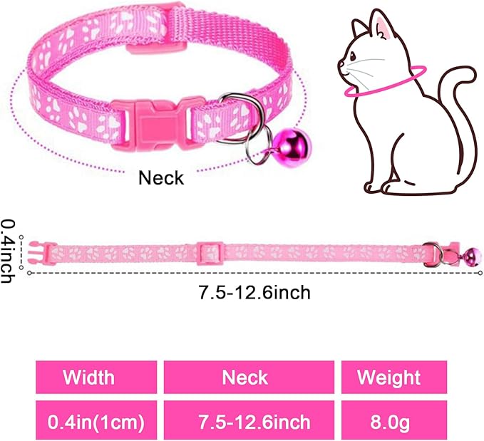Dog Collar and Leash Set 3Pcs Puppy Collar and Leash Paw Print Whelping ID Collars Buckle Soft Nylon Litter Adjustable Pet Collar for Puppy Small Dogs Walking Training (Red Purple Pink)
