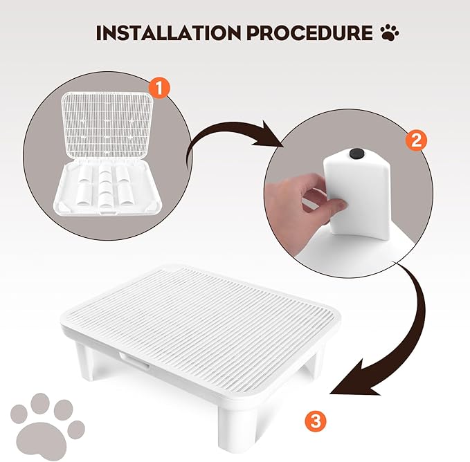 Adjustable Cat Step Ramp, Double Layer Litter Box Step with Filter Function, Replaceable Feet, Elevated Litter Box Ramp for Elderly Cats Easy Cleaning Cat Catcher for Floor Indoor (White)