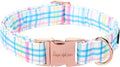 Unique style paws Dog Collar Metal Buckle Blue Pink Grid Collar Gift Durable Cute Collar for Small Medium Large Boys Girls Dogs