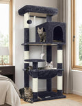 Globlazer Cat Tree Tower with Scratching Post for Indoor Cats, 53inch Tall Plush Multi-Level Cat Climbing Tower Condo House with Large Hammock, Spacious Cat Condo, Big Padded Top Perch, F53, Dark Gray