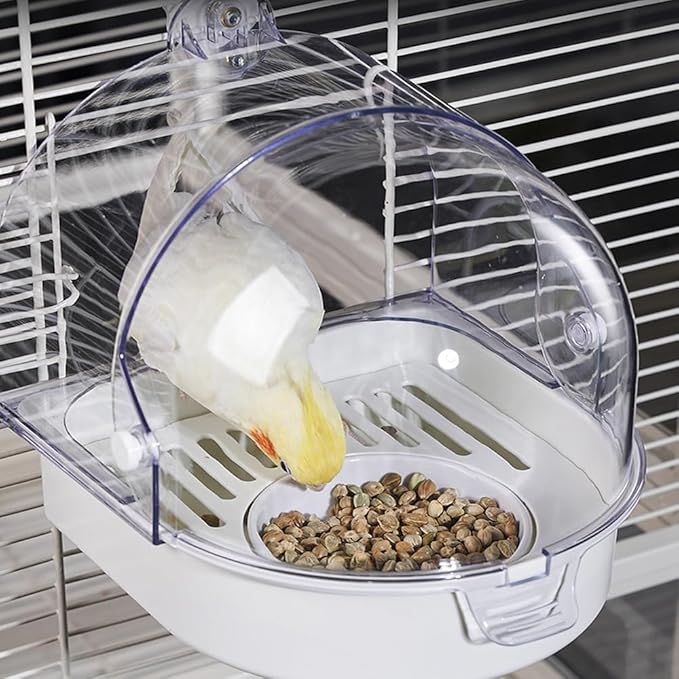 Hanging Brid Bath with Feeder for Cage, 3 in 1 Multifunction Bird Bath/Bowl/House, Bird Cage Accessories Suitable for Small to Medium Birds, Like Lovebirds, Finches, Parakeets, Mannikin