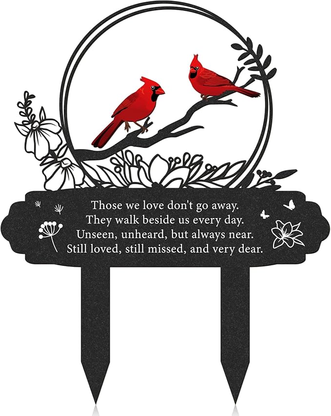 Cardinal Grave Decorations for Cemetery, Metal Memorial Stakes Grave Decorations for Loss of Mother Father Cardinal Decor Plaques Markers for Cemetery Humans Outdoor Yard Garden