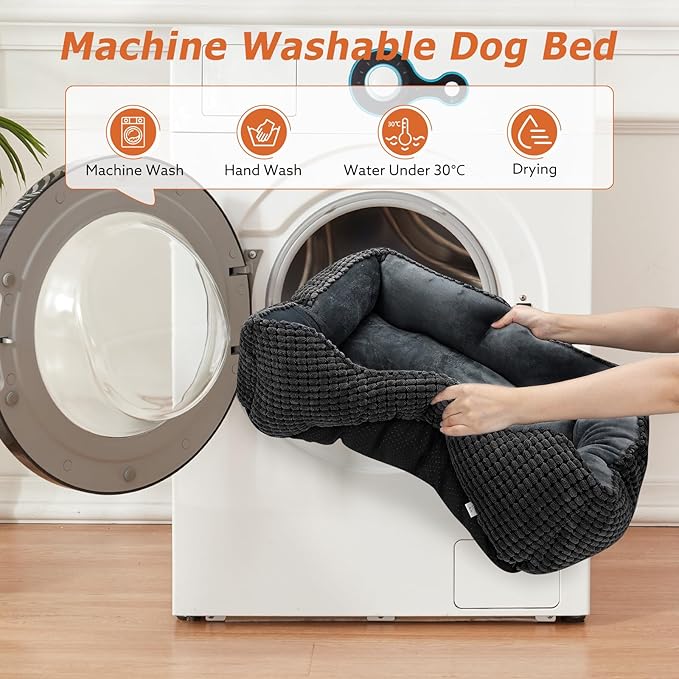 MIXJOY Dog Beds for Medium Dogs Washable, Rectangle Pet Bed Medium Size Dog, Orthopedic Sleeping Pet Sofa Bed, Soft Calming Cat Beds for Indoor Cats, Anti-Slip Bottom with Multiple Size
