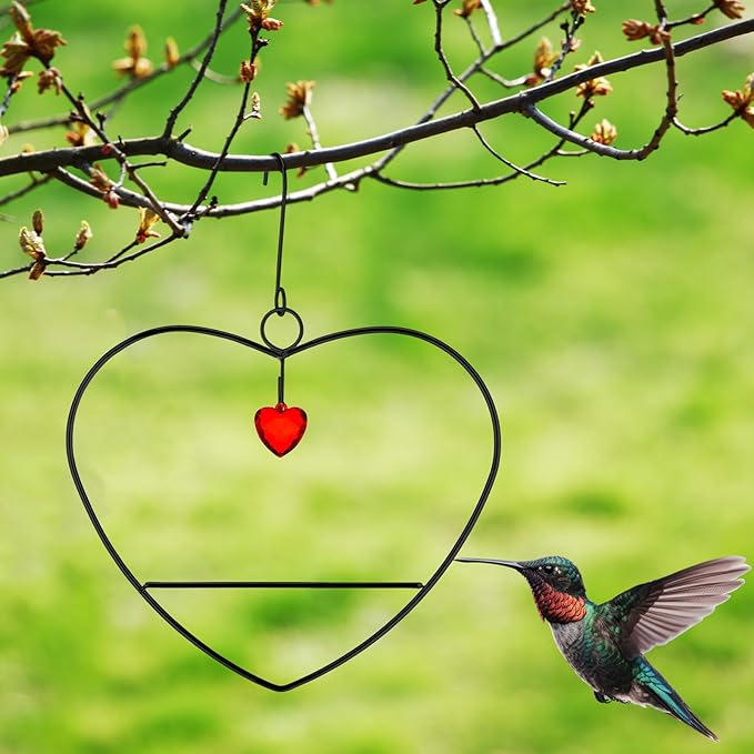 LemonRoad Hummingbird Swing, Tweet Heart Birdie Swing, Copper Hummingbird Perch Metal Frame for Wild Finches & Orioles Bird Outdoors Indoor Trunk Lawn Patio Garden (Black)