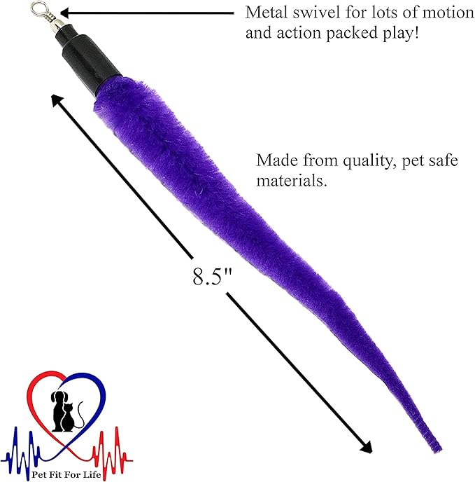 Pet Fit For Life Cat Wand Toy: 5-Piece Worm Teaser & Exerciser - Cat Wand Toys for Indoor Cats - Durable Flirt Pole/Teaser Worm Toy for Cats - Interactive Fun for Feline Fitness Health & Agility