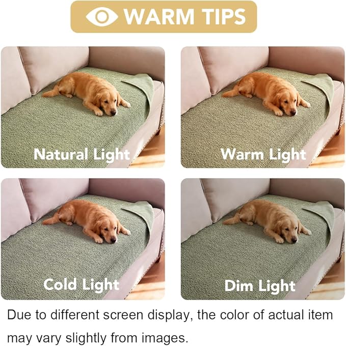 H.VERSAILTEX Non Slip Pet Couch Cover Chenille Dog Bed Protector Thick Soft Sofa Slipcover Pet Friendly Washable Couch Cushion Covers for Pets (30" x 53", Sage)