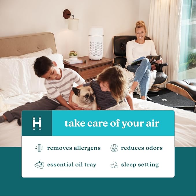 Homedics Air Purifier T22, 5-in-1 Tower Air Purifier, 99% HEPA-Type Filtration with UV-C Technology and Carbon Odor Filter, 4 Speeds, Essential Oil Aromatherapy Tray, for Medium Rooms