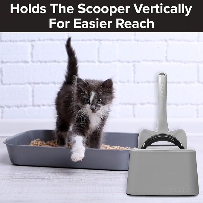 CatGuru Premium Cat Litter Scoop Holder – Heavy-Duty Scooper Storage Caddy, Scoop Stand for Kitty Litter Box, Fits Most Cat Litter Scoops (Gray)