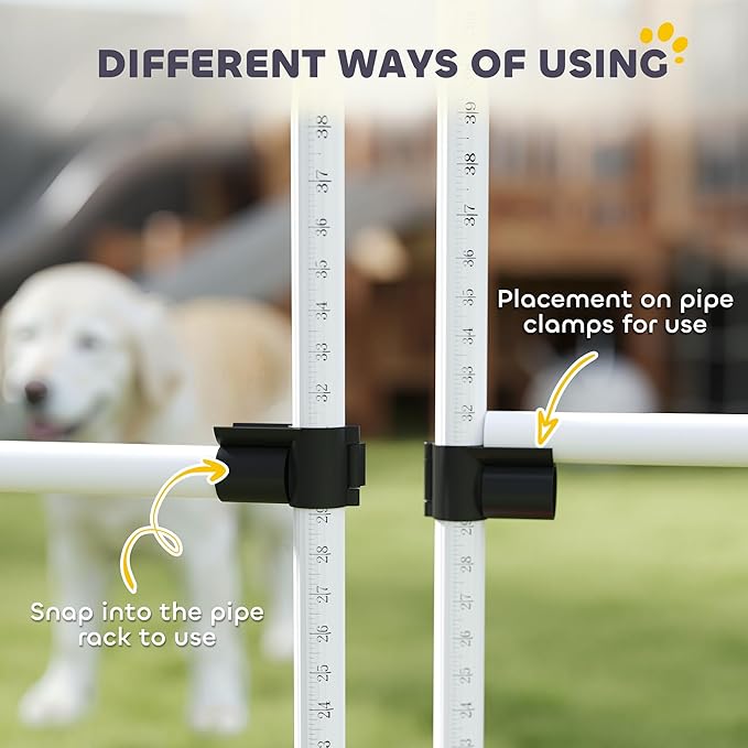 PawHut 4 Piece Dog Agility Training Equipment for Dog Agility Course with Adjustable Height Jump Bars, Included Carry Bag, & Displacing Top Bar, White