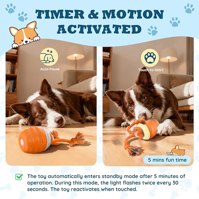 Interactive Dog Toys - Motion Activated Balls for Medium/Large Dogs, Automatic Moving Dogs Toy for Boredom, Interactive Dog Ball to Keep Them Busy(Light Orange)
