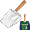XBX Cat Litter Scoop with Holder, Sturdy Stainless Steel Litter Scooper, Wide Gap Litter Shovel with Beech Wood Handle for Easy Daily Litter Box Cleaning
