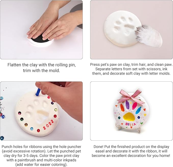Eggbox Pet Paw Print Impression Kits - Makes 2 Dog Pawprint Keepsake Kit, Inkless Paw Prints Kit for Dogs & Cats - New Puppy Gift, DIY Dog Paw Print, Personalized Gifts for Pet Lovers