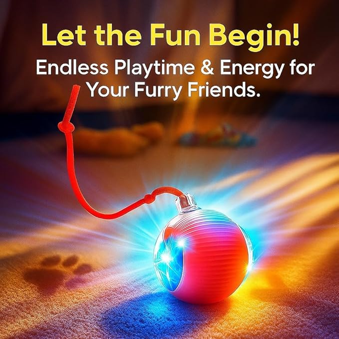 Interactive Electric Automatic Rolling Moving Rechargeable Self Play Stimulation Toy,Smart Pet Chase with Speedy Tail Rope for Bored Indoor Cats (Purple)