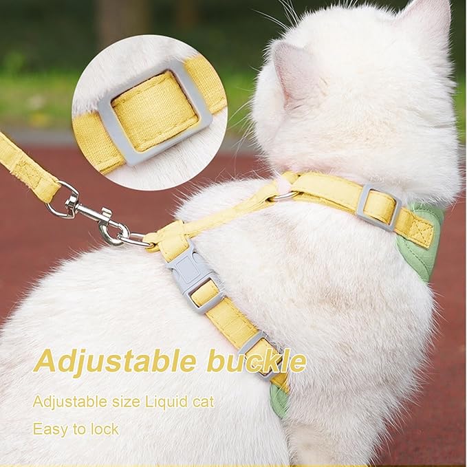 wanheart Cat Harness and Leash Set Escape-Proof Adjustable cat Leash and Harness Combo Suitable for All cat Breeds (Green, XL)