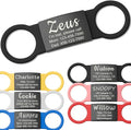 Anavia Slide On Silent Pet ID Tags, S/M/L/XL Personalized Black Stainless Steel Colored Silicone Cat Dog Name Tag, Customized Engraved Nameplate, Quiet Chew-Proof Pet Collar Tag (Black, Small)