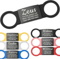 Anavia Slide On Silent Pet ID Tags, S/M/L/XL Personalized Black Stainless Steel Colored Silicone Cat Dog Name Tag, Customized Engraved Nameplate, Quiet Chew-Proof Pet Collar Tag (Black, Large)